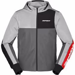 Spidi Net Felpa con cappuccio da moto, nero-grigio-rosso, dimensione L per uomo - Vista aggiuntiva 2