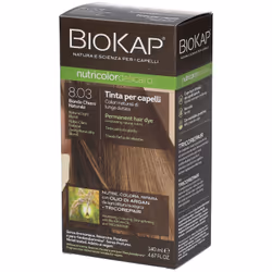 Bios line biokap nutricolor delicato 8.03 biondo chiaro naturale per la colorazione e la bellezza dei capelli.