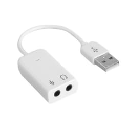 Empire Media USB-135 USB Type-A 3.5mm Stereo Jack Output, 3.5mm Mic Jack Input Bianco