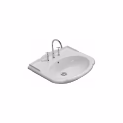 Lavabo sospeso/su colonna monoforo bianco lucido della serie Paestum di Ceramica Globo. Il lavabo ha le seguenti caratteristi ...