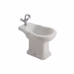 Bidet monoforo a terra staccato da muro della serie Paestum di Ceramica Globo. Il bidet è in ceramica bianco lucido cm. 57x37 ...