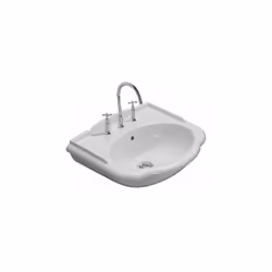 Lavabo sospeso/su colonna monoforo bianco lucido della serie Paestum di Ceramica Globo. Il lavabo ha le seguenti caratteristi ...