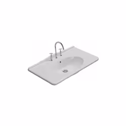 Lavabo sospeso/su struttura monoforo bianco lucido della serie Paestum di Ceramica Globo. Il lavabo ha le seguenti caratteris ...