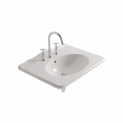 Lavabo sospeso/su struttura monoforo bianco lucido della serie Paestum di Ceramica Globo. Il lavabo ha le seguenti caratteris ...