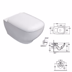 Globo Vaso serie Genesis sospeso cm.55x37 h35 bianco. Scarico 4 / 2,6 Lt. Completo di fissaggi Peso 21 Kg Coprivaso non inclu ...