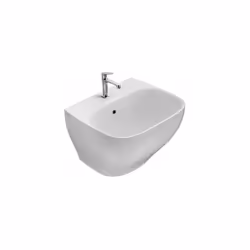 Lavabo sospeso senza foro bianco lucido della serie Genesis di Ceramica Globo. Il lavabo a le seguenti caratteristiche:è in c ...