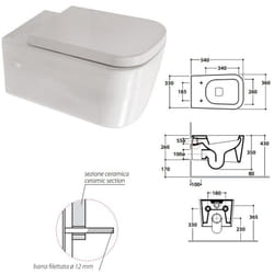 Vaso Sospeso Stone Globo con Sedile incluso, cm 54 con scarico a parete SSSN2.BO