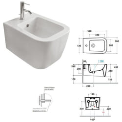Ceramica Globo - Bidet Sospeso Stone cm 54 monoforo con troppopieno SSSN9.BO