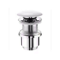 Piletta Up-Down Globo per lavabi con troppo pieno con tappo in ceramica Bianco Lucido