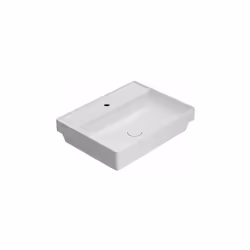Lavabo incasso monoforo bianco lucido della serie T-Edge di Ceramica Globo. Il lavabo ha le seguenti caratteristiche; è in ce ...