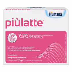 Humana Più Latte 14 Bustine, 70 g, 5 g, Saccarosio; Silitidil® Cardo mariano (Silybum marianum G.) frutto e.s. silimarina tit ...