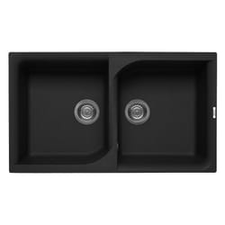 Lavello Elleci Incasso 2 vasche 86x50 Ego 450 Keratek Plus Black Nero Assoluto LKE45086