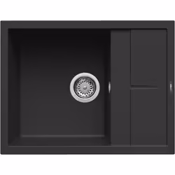 Elleci Unico 125, Lavello montato su piano, Rettangolare, Keratek plus, Nero, 1 ciotole, Rettangolare