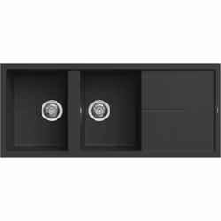 Elleci Unico 500, Lavello montato su piano, Rettangolare, Keratek plus, Nero, 2 ciotole, Rettangolare