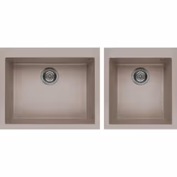 Elleci Quadra 210, Lavello montato su piano, Rettangolare, Granitek, Grigio talpa, 2 ciotole, Rettangolare