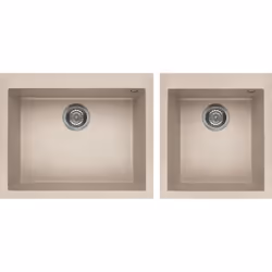 Elleci Quadra 210, Lavello montato su piano, Rettangolare, Granitek, Avena, 2 ciotole, Rettangolare