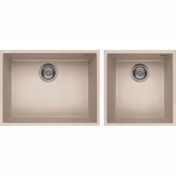 Elleci Quadra 210, Lavello sottopiano, Rettangolare, Granitek, Avena, 2 ciotole, Rettangolare