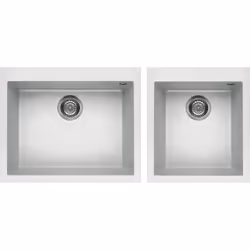 Elleci Quadra 210, Lavello montato su piano, Rettangolare, Granitek, Bianco, 2 ciotole, Rettangolare