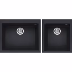 Elleci Quadra 210, Lavello montato su piano, Rettangolare, Granitek, Antracite, 2 ciotole, Rettangolare