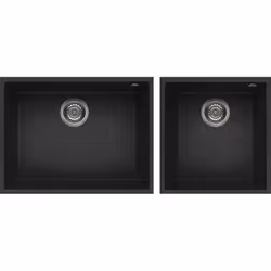 Elleci Quadra 210, Lavello sottopiano, Rettangolare, Granitek, Nero, 2 ciotole, Rettangolare