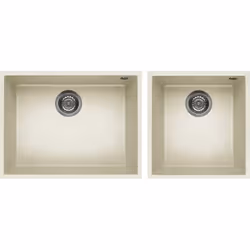 Elleci Quadra 210, Lavello sottopiano, Rettangolare, Granitek, Bianco, 2 ciotole, Rettangolare