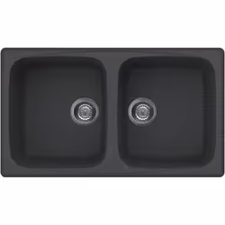 Elleci Master 450, Lavello montato su piano, Rettangolare, Granitek, Nero, 2 ciotole, Rettangolare