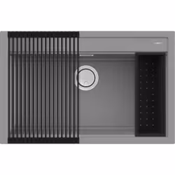 Elleci Best 130 Bundle, Lavello montato su piano, Rettangolare, Granitek, Grigio, 1 ciotole, 726 x 365 mm