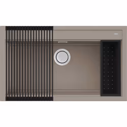 Elleci Best 360 Bundle, Lavello montato su piano, Rettangolare, Granitek, Grigio talpa, 1 ciotole, 796 x 386 mm