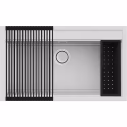 Elleci Best 360 Bundle, Lavello montato su piano, Rettangolare, Granitek, Bianco, 1 ciotole, 796 x 386 mm