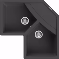 Elleci Unico Corner, Lavello montato su piano, Angolo, Granitek, Antracite, 2 ciotole, Trapezoide