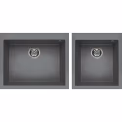 Elleci Quadra 210, Lavello montato su piano, Rettangolare, Metaltek, Titanio, 2 ciotole, Rettangolare