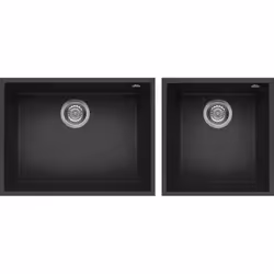Elleci Quadra 210, Lavello montato su piano, Rettangolare, Metaltek, Nero, 2 ciotole, Rettangolare