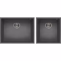 Elleci Quadra 210, Lavello montato su piano, Rettangolare, Metaltek, Titanio, 2 ciotole, Rettangolare