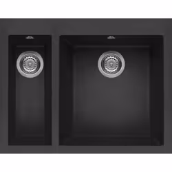 Elleci Quadra 150, Lavello montato su piano, Rettangolare, Metaltek, Nero, 2 ciotole, Rettangolare