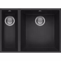 Elleci Quadra 150 Sottotop, Lavello sottopiano, Rettangolare, Metaltek, Nero, 2 ciotole, Rettangolare