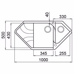 Elleci Ego Corner Lavello montato su piano Angolo Metaltek