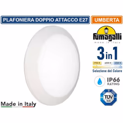 Plafoniera circolare senza viti a vista . Realizzata in resina antiurto, stabilizzata ai raggi UV, inattaccabile da ruggine e ...