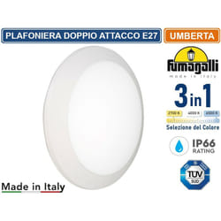 Fumagalli Umberta Plafoniera Circolare Da Esterno Ip66 Bianca Per Lampadine Con Doppio Attacco E27 Con Funzione Cct 3 In 1cambia Colore
