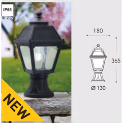 Applique per esterno .Lanterna quadra E27 in stile classico, realizzata in resina antiurto, stabilizzata ai raggi UV, inattac ...