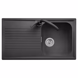 Plados Atlantic 86-10, Lavello montato su piano, Rettangolare, Microultragranit, Nero, 2 ciotole, Rettangolare