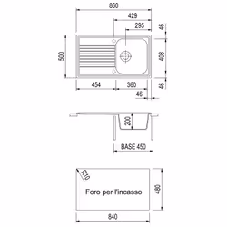 Plados Atlantic 86-10 Lavello montato su piano Rettangolare Microultragranit