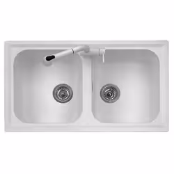 Plados Atlantic 86-20, Lavello montato su piano, Rettangolare, Microultragranit, Bianco, 2 ciotole, Rettangolare