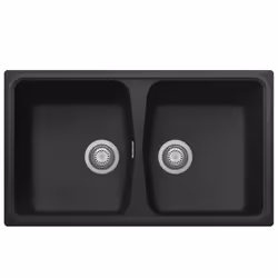 Plados SP0862-70, Lavello montato su piano, Rettangolare, Nero, 2 ciotole, Black Matt, Quadrato