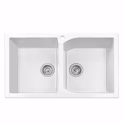 Plados Corax 86.20, Lavello montato su piano, Rettangolare, Microultragranit, Bianco, 2 ciotole, Rettangolare