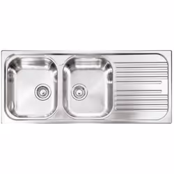 Plados TL11621, Lavello montato su piano, Rettangolare, Acciaio inox, Acciaio inox, 2 ciotole, 400 x 405 mm