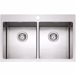 Lavello Plados acciaio inox 2 vasche 755x510 installazione sopratop