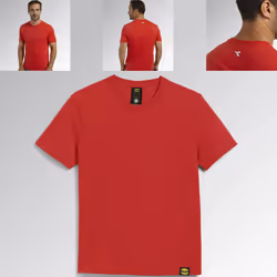 T-shirt da lavoro Diadora Utility MC Atony Organic manica corta in cotone organico jersey di colore Rosso Vero con ottima tra ...