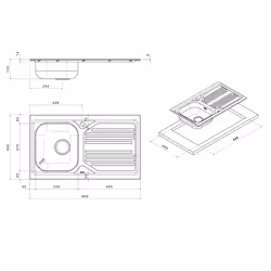 Apell TM861IRBC lavello Lavello montato su piano Rettangolare Acciaio inox - Vista aggiuntiva 2