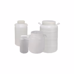 Contenitori bidoni polietilene Contenitori in polietilene, per alimenti, colore bianco, con manici laterali, coperchio. (Per  ...