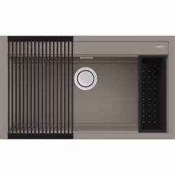 Elleci Best 360 Bundle, Lavello montato su piano, Rettangolare, Keratek plus, Grigio, 1 ciotole, 796 x 386 mm